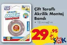 BOSS TAPE ÇİFT TARAFLI AKRİLİK MONTAJ BANDI 18 MM X 2 M fiyat ve kampanya bilgisi